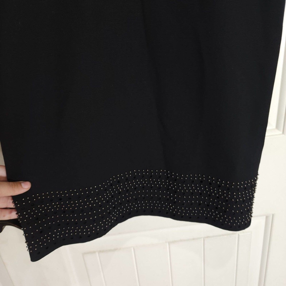 Catherine Malandrino Dress Black Wool Studded Grommet Eyelet Slip Y2K Runway 2 - Picture 4 of 12